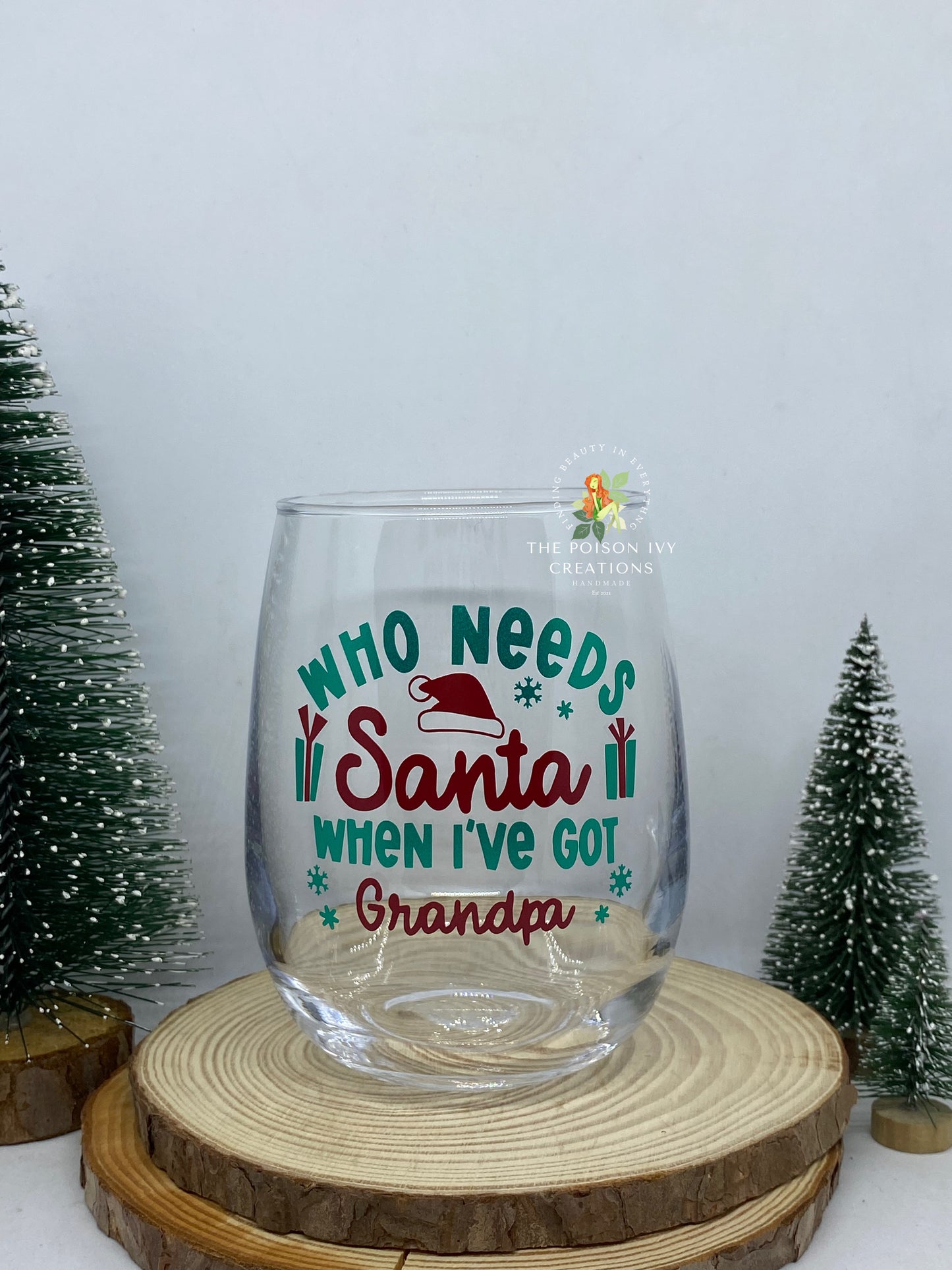 Who Needs Santa Stemless Glass