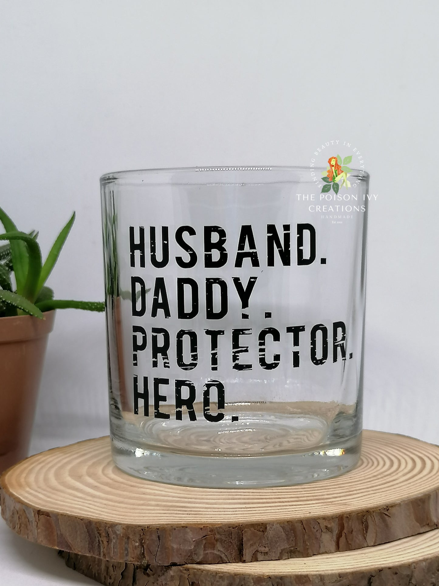 Husband, Daddy, Protector, Hero Whiskey Glass
