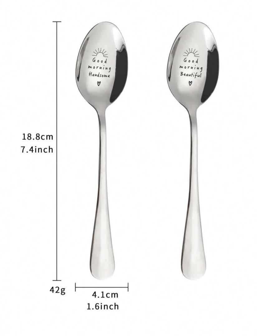 Good Morning Beautiful/Handsome Engraved spoon SET