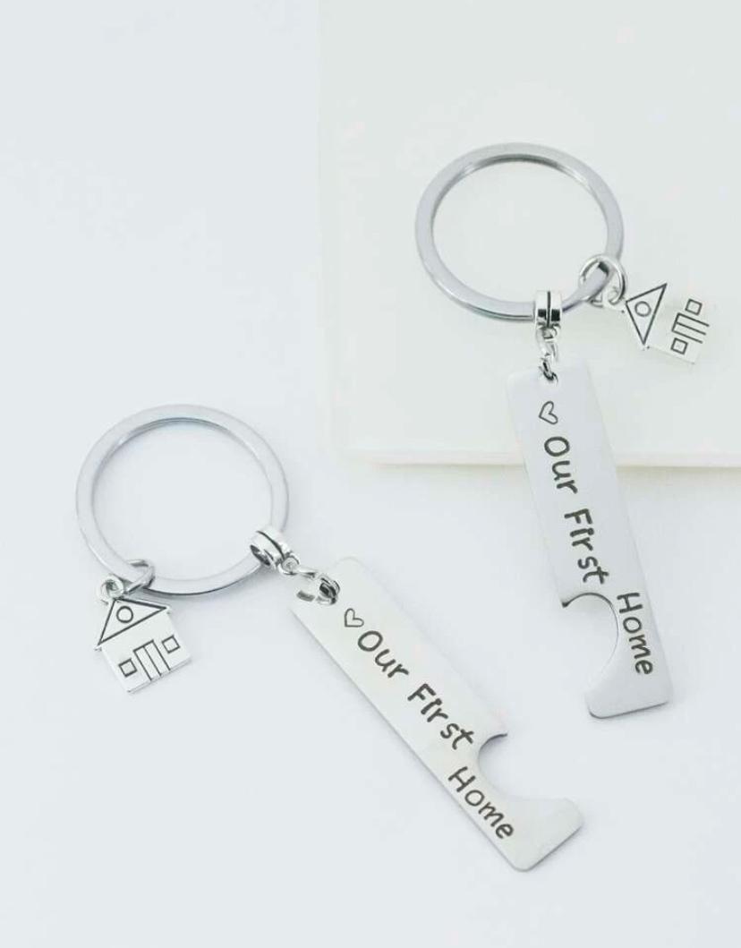 Our First Home Engraved Keyring Set