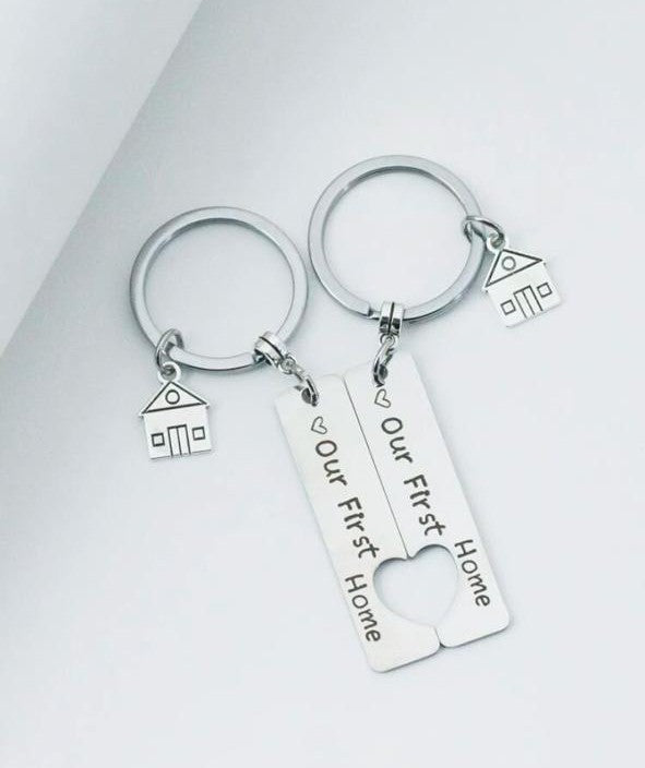 Our First Home Engraved Keyring Set