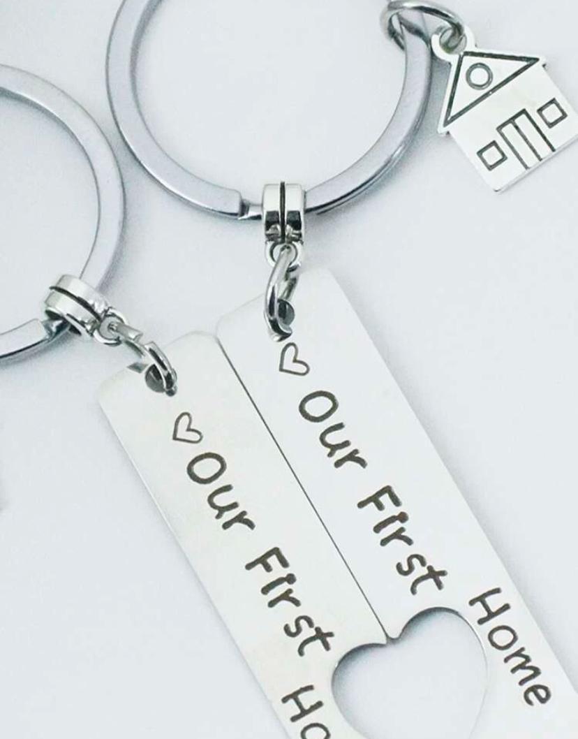 Our First Home Engraved Keyring Set