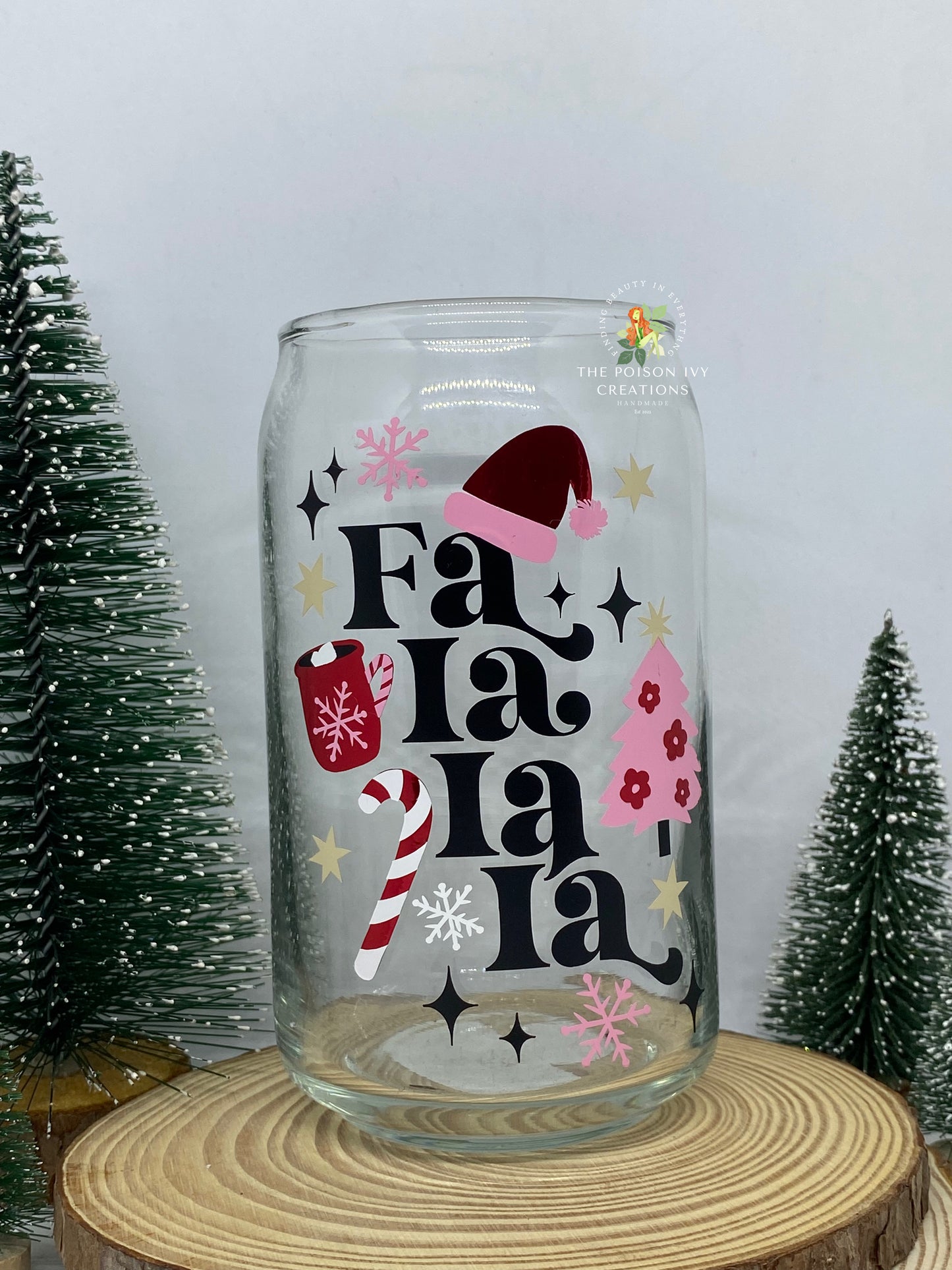 Fa La La Christmas Glass