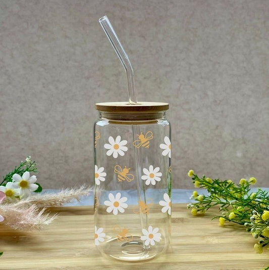 Daisy Bee Can Glass