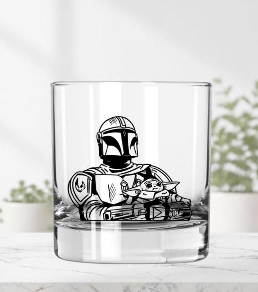 Mandalorian and Grogu Whiskey Glass