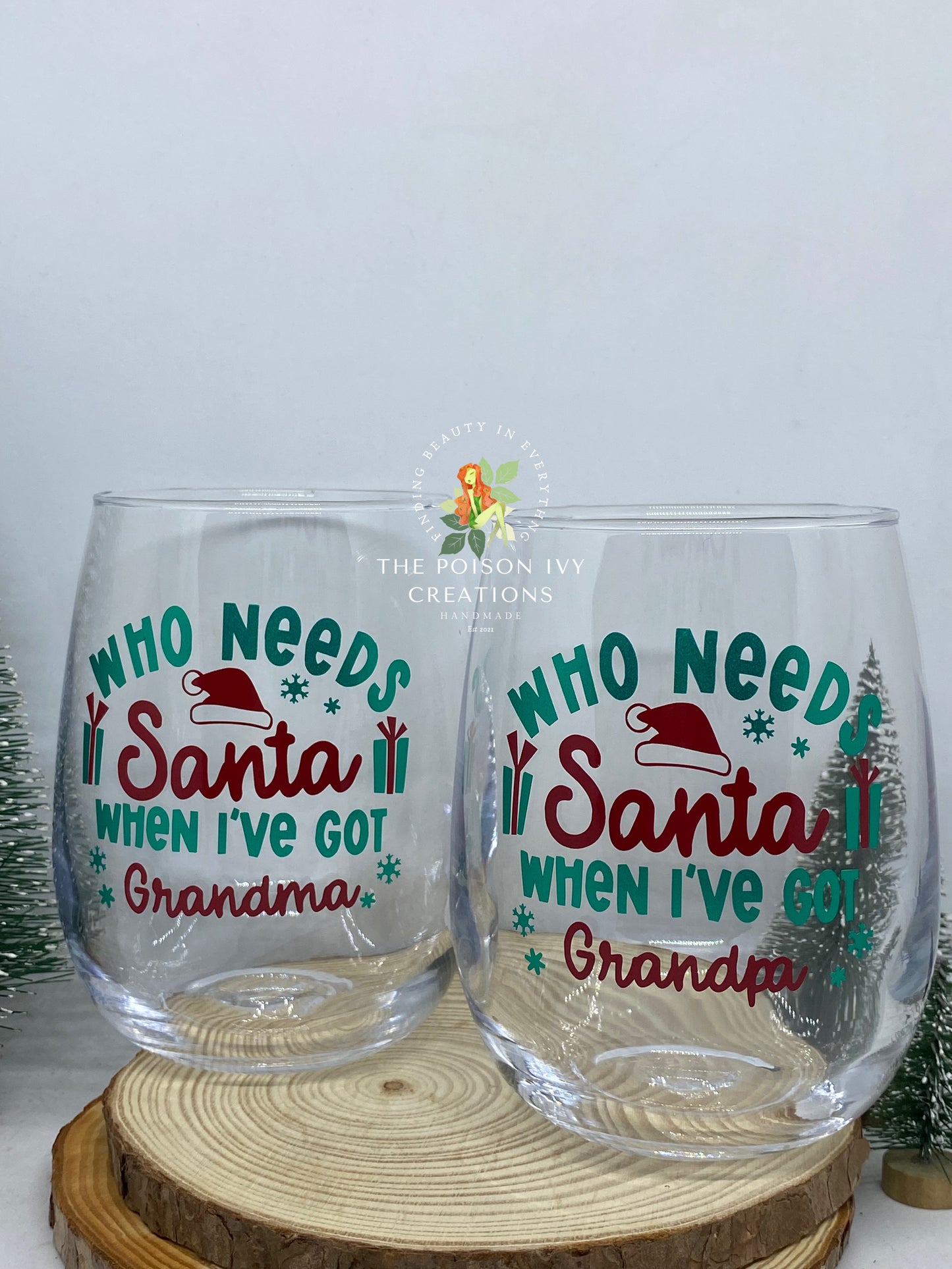 Who Needs Santa Stemless Glass