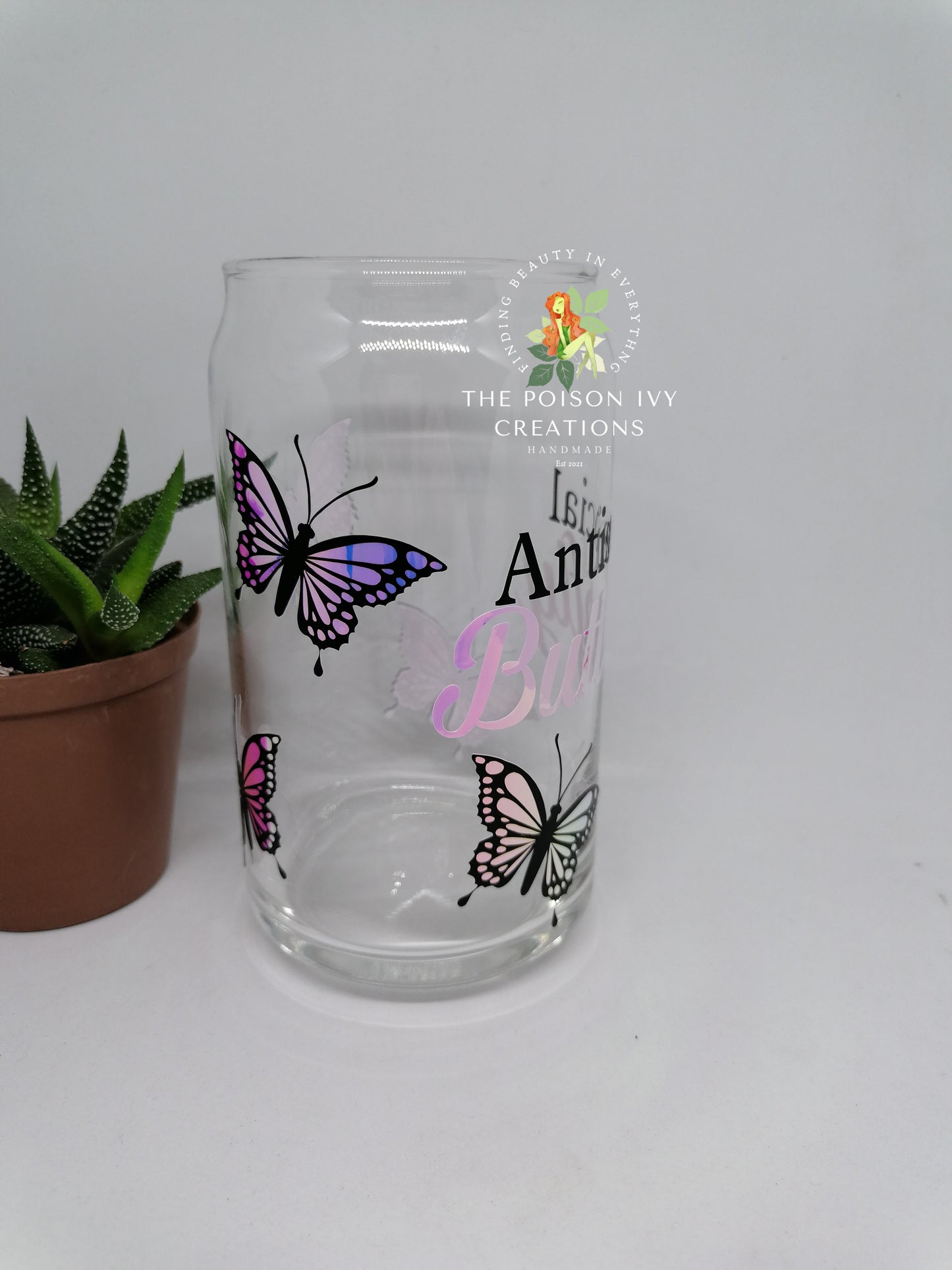 Antisocial Butterfly Can Glass