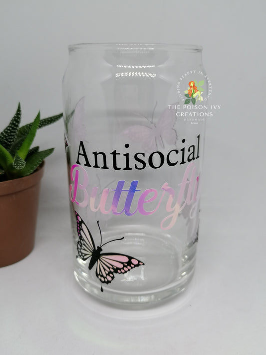 Antisocial Butterfly Can Glass