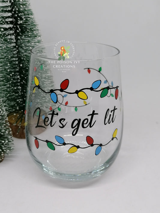 Let's Get Lit Christmas Glassware