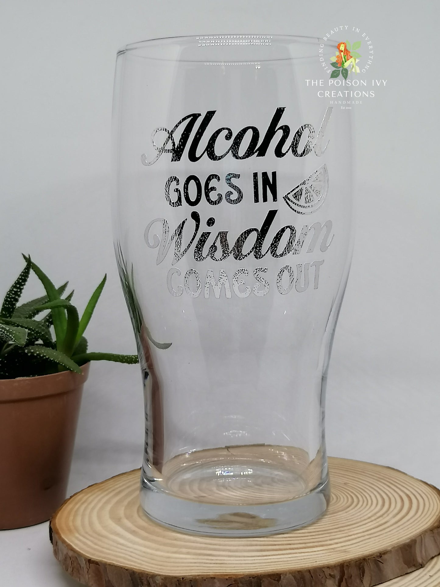 Alcohol goes in Wisdom comes out Beer Glass