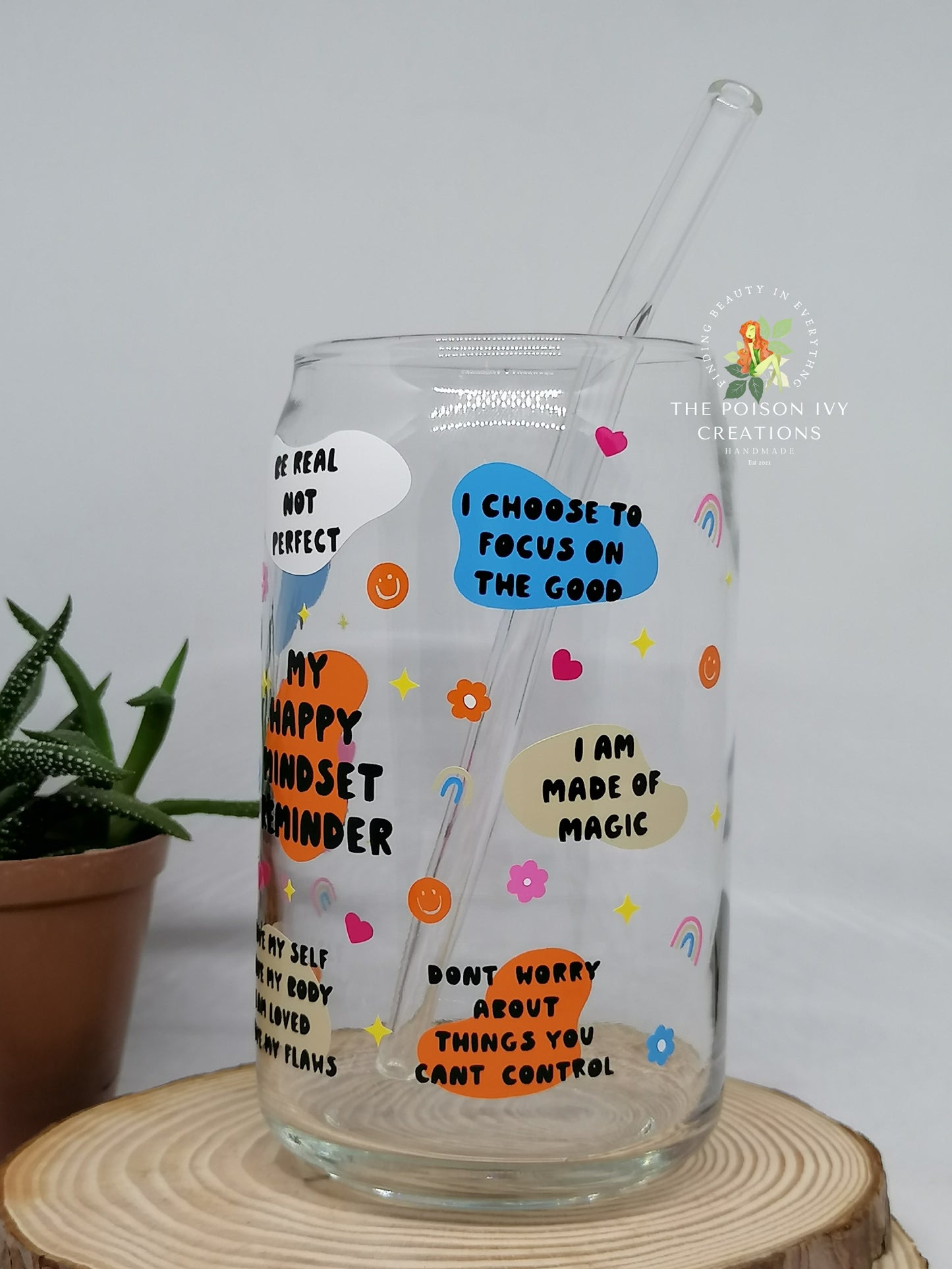 My Happy Mindset Reminder Can Glass