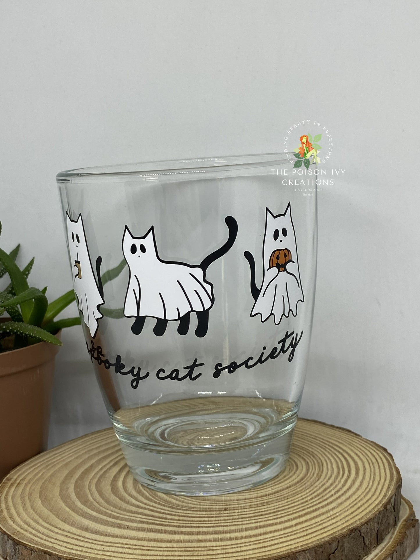 Spooky Cat Society Glass