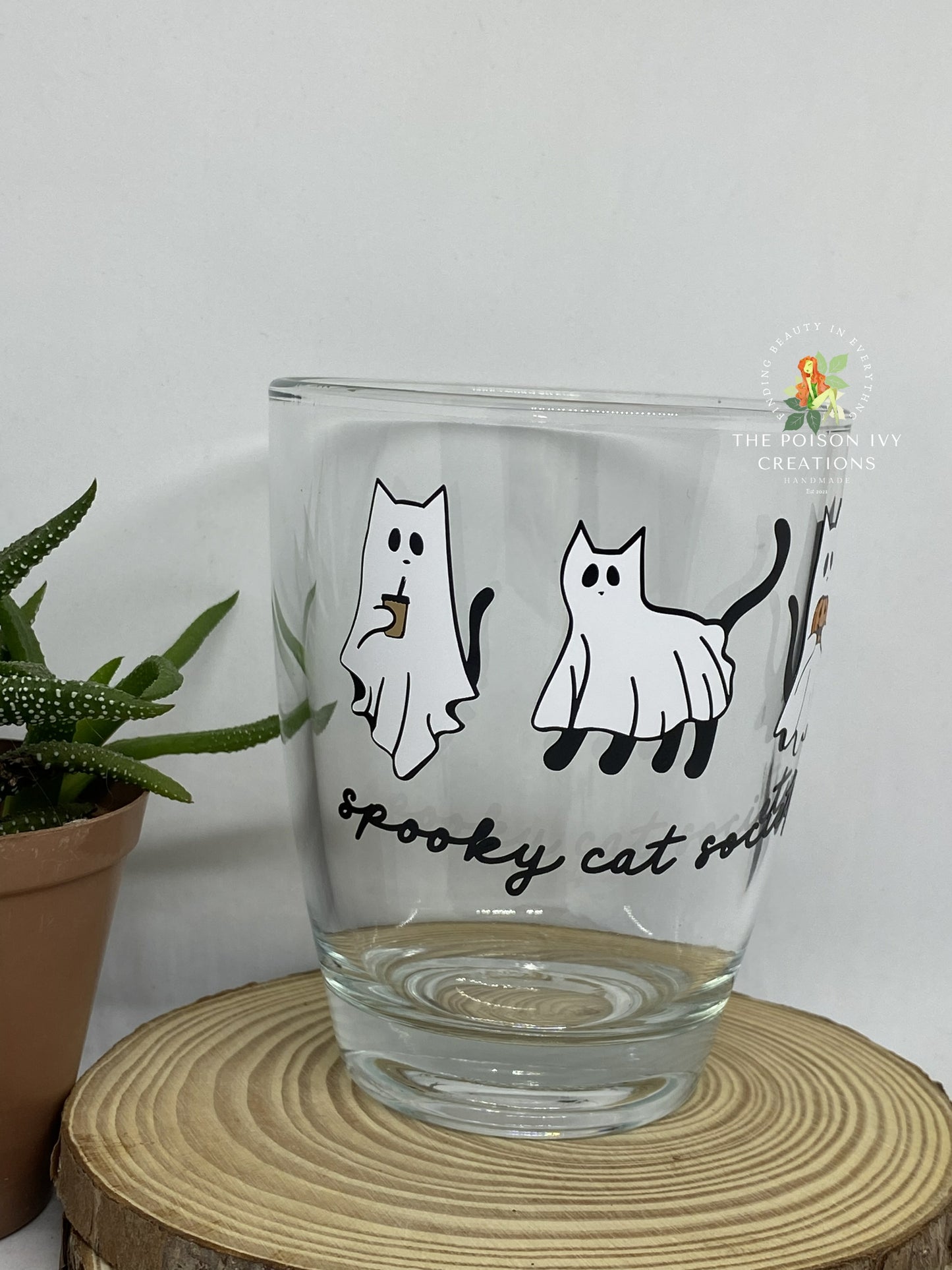 Spooky Cat Society Glass