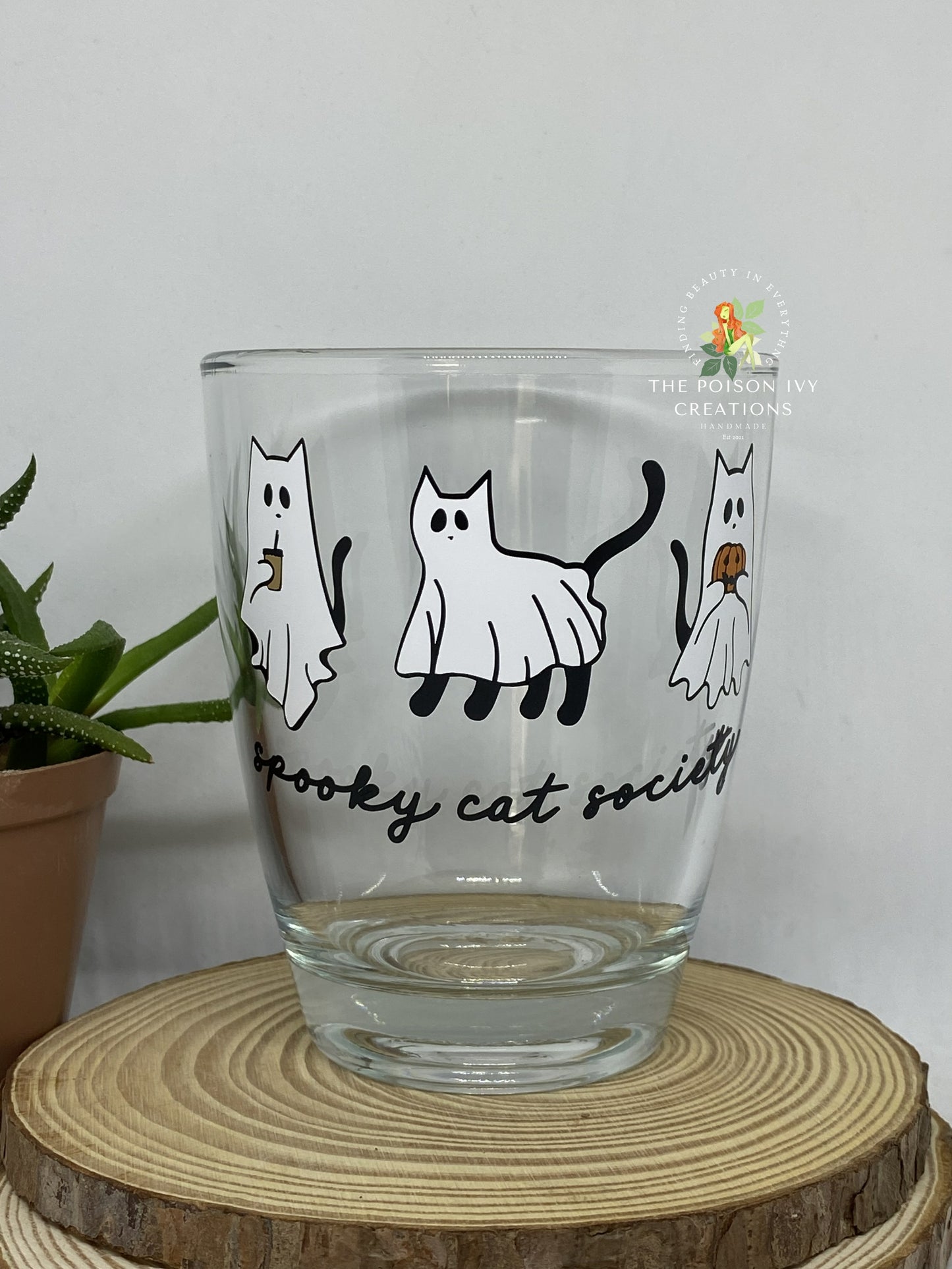 Spooky Cat Society Glass