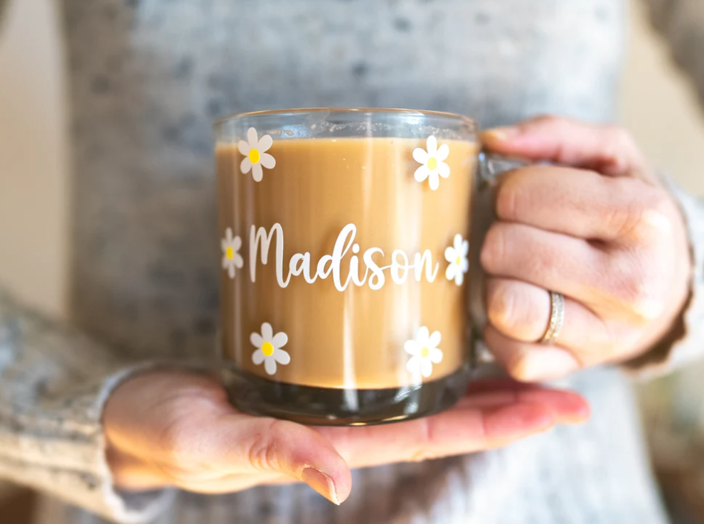 Personalized Daisy Clear Mug