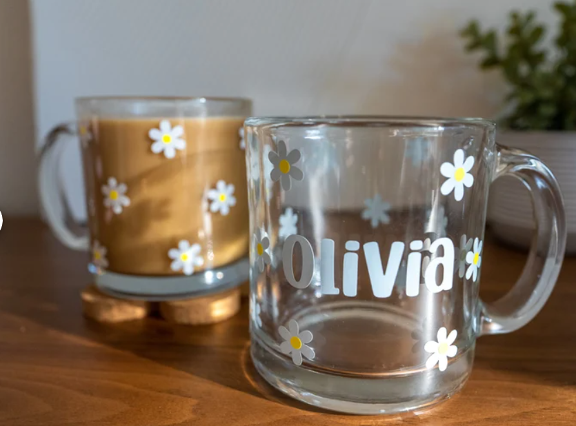 Personalized Daisy Clear Mug