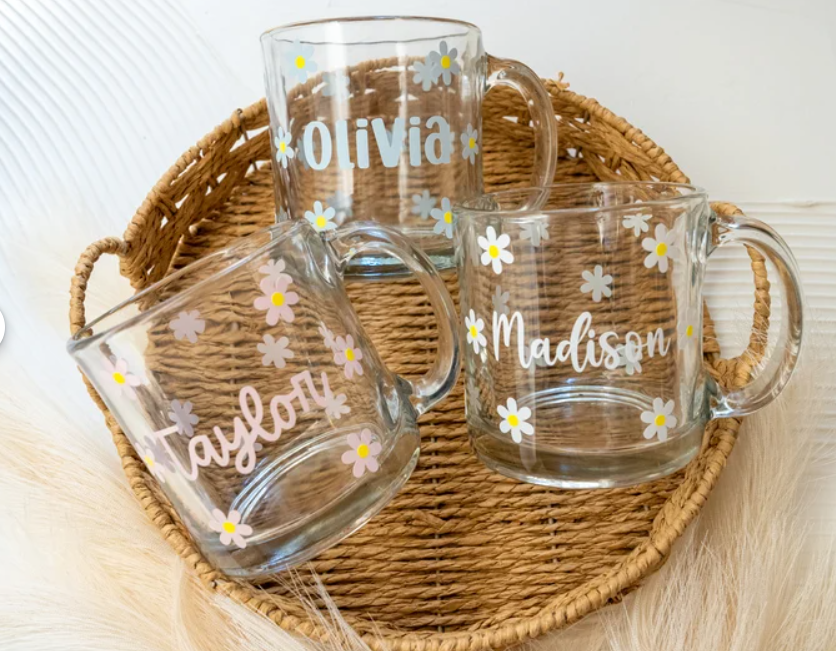 Personalized Daisy Clear Mug