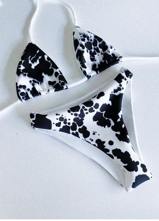 Cow Print Bikini Set