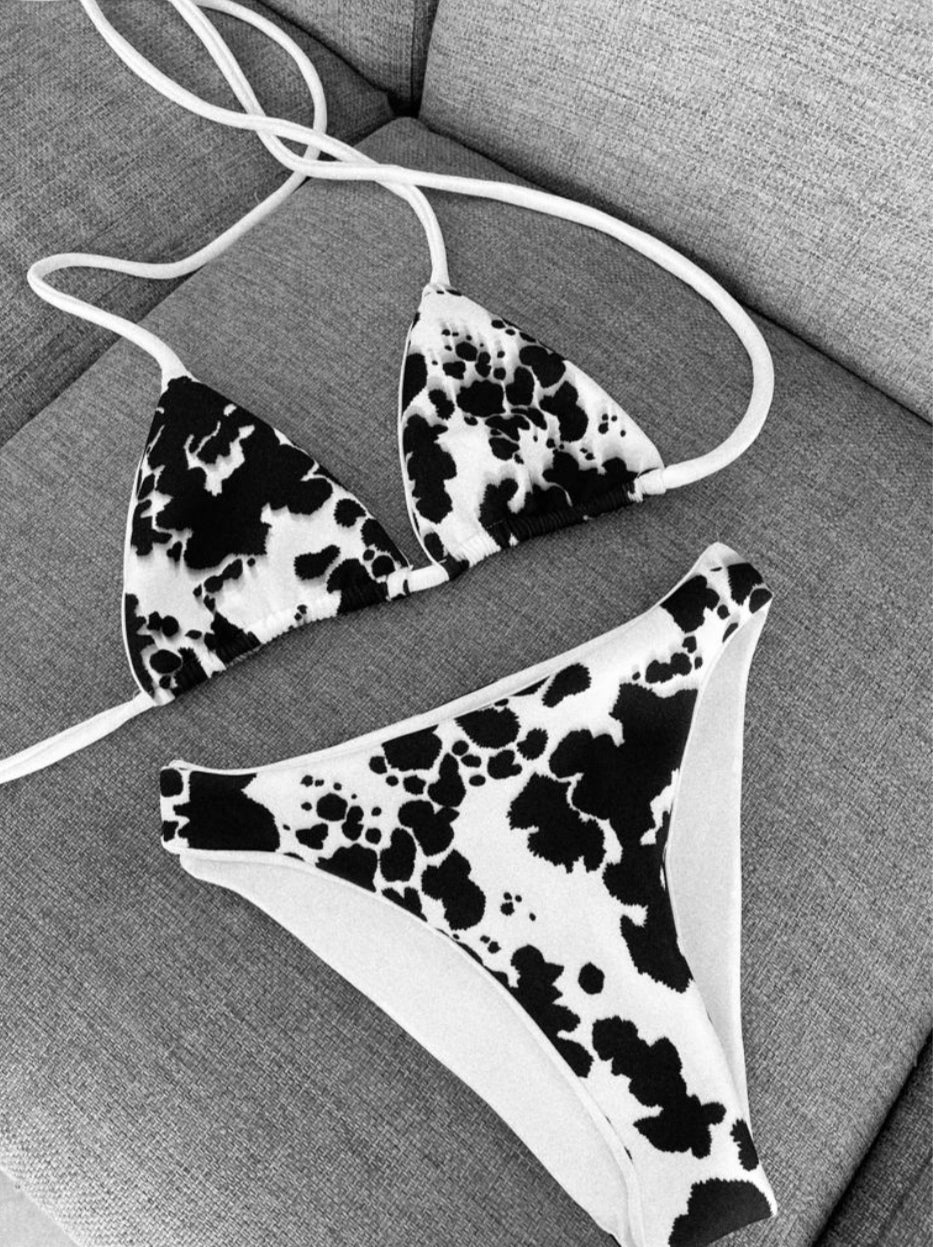 Cow Print Bikini Set