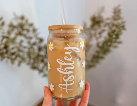 Personalized Daisy Can Glass