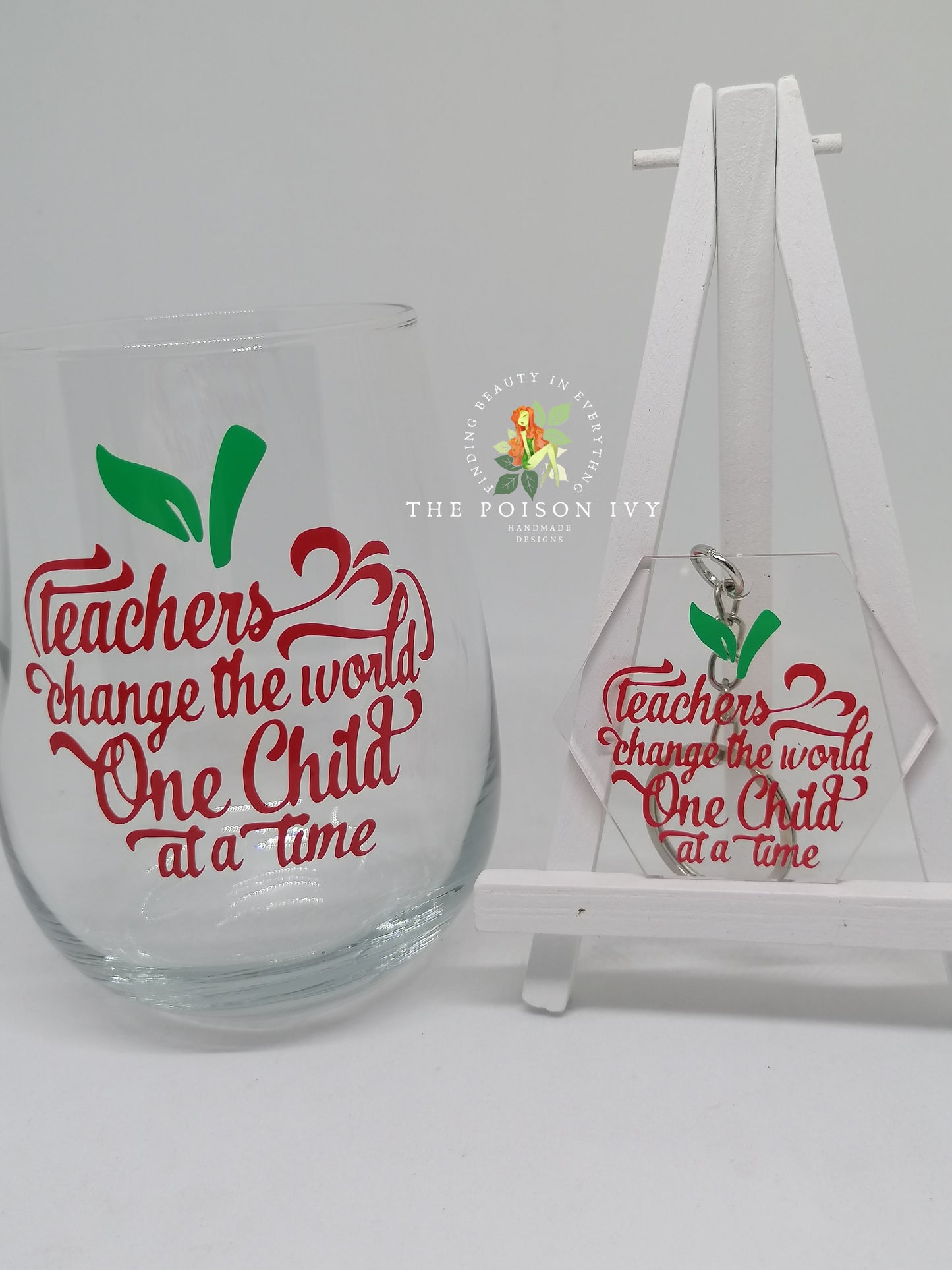 Teacher Glass and Keyring Bundle