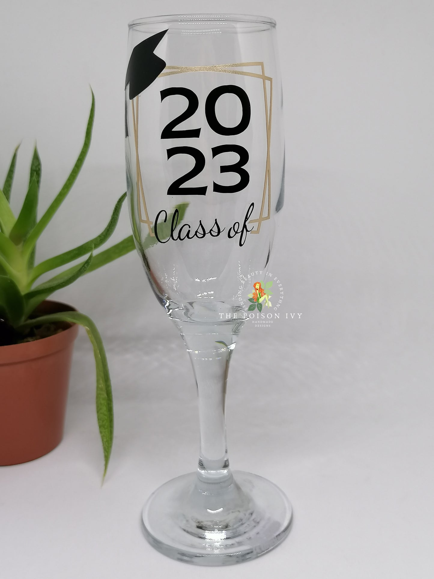 Class of Graduation Champaign Glass