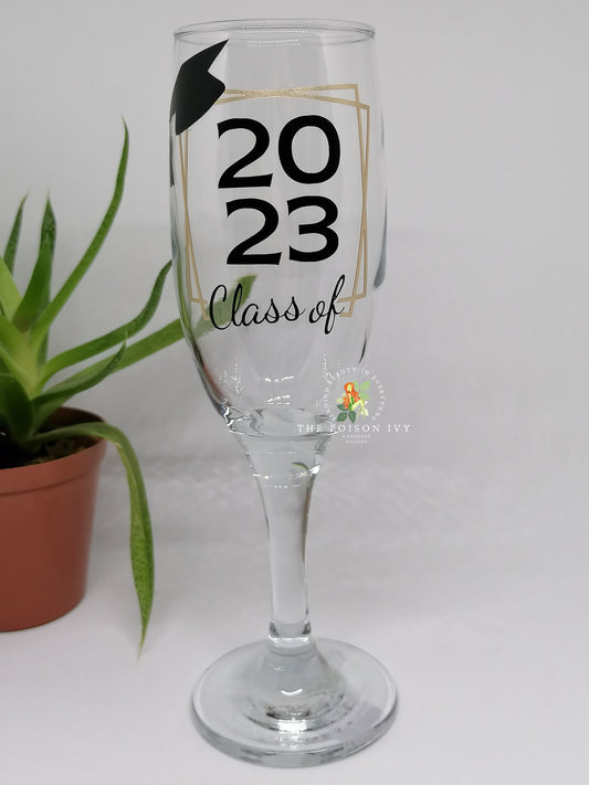 Class of Graduation Champaign Glass